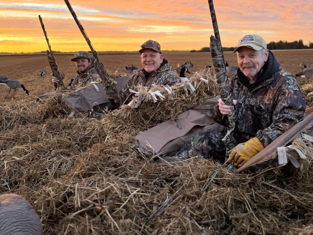 Waterfowl hunting at sunset